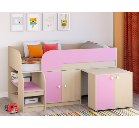 Кровать-чердак Астра-9.6 для девочки от 2 лет, спальное место 160х80 см
